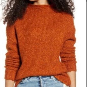 BP orange funnel mock neck sweater